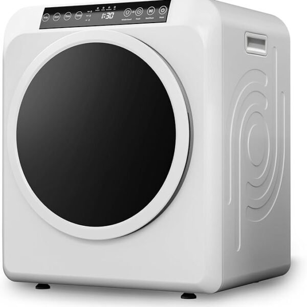 ROVSUN Secadora de ropa portátil de 13.2 libras, 3.5 pies cúbicos de carga frontal de alta gama con pantalla táctil LCD, bañera de acero inoxidable para apartamento, hogar, dormitorio, 110 V, blanco